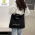 酷奇袋鼠（KUQIDAISHU）韩版ins文艺大容量帆布包ins学生布袋日系休闲简约斜跨手提托特包 黑色