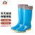 上海牌女士高筒雨靴 防滑耐磨雨鞋防水鞋 时尚舒适PVC/EVA雨鞋 户外防水防滑雨靴 可拆卸棉套 蓝色加棉套 36