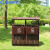 蓝鲸环卫 深咖啡双 户外塑木垃圾桶单桶庭院物业果皮箱LJHW-9019