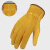 曼睩 S码黄色短款1副 电焊皮革手套防烫防飞溅牛皮焊工耐磨加长加厚劳保手套ML018