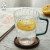 九土耐热玻璃杯带把手高颜值杯子泡茶杯果汁杯创意条纹水杯牛奶杯 小号