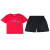 公子玉中年女士夏天跑步短裤短袖套装小个子妇女运动服新款夏装洋气两件 皮红 透气减龄显瘦 m80-95斤