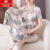 俞兆林（YUZHAOLIN）品牌母亲节礼物妈妈夏装套装洋气2024新款大码上衣中老年女装短袖 橘色(单上衣) M