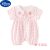 迪士尼婴儿夏季衣服新生女宝宝夏装连体衣淑女短袖薄款漂亮可爱哈衣短爬 粉红 66cm