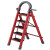 梯子折叠梯室内外多功能人字步梯加厚安全伸缩便携登高爬楼梯 加厚红色三步梯