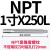 NPT/PT加长锥度管螺纹丝锥功1/8 1/4 1/2 3/4 100150MM手机用 NPT1寸X250MM加长