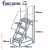 精选好货工业踏步梯台阶铝合金踏台移动平台楼梯脚踏二步三步梯仓 4阶-1.2米-加护栏合金白