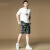 伯西亚品牌高档短袖T恤短裤套装男2024夏季新款时尚宽松运动上衣裤子 黑色单上衣 M (80-125斤)