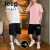 吉普（JEEP）2024夏季新款休闲运动跑步健身套装男士t恤短裤潮牌两件装薄款 两套5白色_K202黑白+5深灰_K202 M