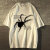 久牧绅士（JOYMUSENS）欧美式蜘蛛侠短袖t恤男夏季宽松潮流五分半袖ins高街重磅衣服 白色 XL建议120-140斤