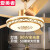爱美者风扇灯吊扇灯客厅餐厅展厅传统直叶扇变频电风扇吊灯一体风 55寸-变频遥控-时尚奢华