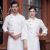 耀王高档加绒厨师工作服中袖西餐厅厨衣 白色（上衣+围裙） 4XL