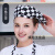 京炼 贝雷帽定制logo印字餐厅餐饮厨师帽子夏季服务员男女款工作帽 方格贝雷帽 可调节