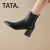 TATAEK女鞋复古马丁靴女2023年新款秋季靴子尖头粗跟高跟切尔西短靴单靴 黑色【单里】 34