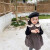 路蒙卡帝（REMCAOTI）韩国女童2秋冬新款洋气薄棉背心裙连衣裙儿童花苞裙三件套 咖啡+毛领+包包 80cm