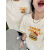 薇橦情侣t恤装短袖ins潮女夏季新款上衣服小众宽松 猫汉堡两件白 短袖 女XL男XL