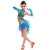 儿童拉丁舞裙夏演出服装女孩新款现代比赛亮片流苏舞蹈练功表演服 分体流苏拉丁-蓝色 110cm