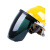橙央电焊面罩安全帽式支架面屏防护冲击头戴式焊帽工烧氩弧焊接 黄色安全帽+支架+黑屏