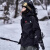 AWKA单板宽松美式滑雪服女秋冬季男士情侣防水3L专业雪地外套上衣 黑 M 偏大一码