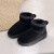 BRCZRO(法国）牛皮2024儿童保暖雪地靴子男女成人短靴加厚防滑毛绒棉鞋 黑色 36 儿童(内长22.5cm)