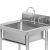 稳斯坦 商用不锈钢水池 厨房水槽洗碗洗菜盆带支架存储池 加厚50*50*80单槽 W5557