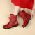 庄瑶过年穿的本命年龙年女鞋子英伦风红色马丁靴短靴女妈妈短筒时装靴 黑色单靴 35