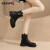 珂卡芙（KEKAFU）短靴女2024冬季新款加绒黑色小个子时尚英伦风女靴 黑色跟高3cm 单层 38
