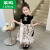 莱鸣（LM）女童夏装裙子2024新款儿童中式连衣裙女宝宝中国风复古公主 黑色 130cm(标准尺码)