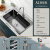 洗菜盆厨房水盆单槽304不锈钢洗菜池加厚洗碗池套装 F26545抽拉冷热龙头八件套