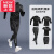 PLAYYOUNG国际品牌男装适用运动套装男健身服速干衣服骑行篮球跑步紧身 纯黑五件套 M