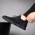 迪梵路（Devanro）品牌奢侈休闲板鞋男2024透气新款帆布鞋时尚软底防滑一脚蹬懒人鞋 黑色 40
