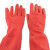赫思迪格 加厚乳胶手套 牛筋加长橡胶手套 洗衣洗碗清洁手套红色38cm长 L码5双 JG-1697