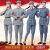 红军演出服成人红男女同款抗战八路服装舞蹈装表演工作服 棉麻八路蓝灰色 M 160