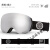 滑雪眼镜男双层防雾卡球面增光镜冬季雪地护目镜女 黑框银片 送镜盒