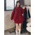 JZVQ短裙女秋冬季2023新款2023年新款新年斗篷半裙套装上衣+半裙小个 红色半裙 S