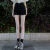 康曼朵黑色设计感牛仔短裤女夏季2024新款弹力高腰直筒显瘦A字裤子s 黑色 2xl