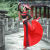 UXZP少数民族服装女促销傣族舞服女群舞山灵舞蹈服女子演出服装大摆裙 红色开叉裙+上衣 XS