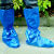 一次性鞋套养殖场脚套绑带高筒防雨塑料牧场养猪场用厚防尘水鞋罩 蓝色绑带款10只46码内 均码