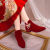 XEYC冬天新娘结婚穿的靴子冬季婚鞋女酒红色婚靴平底结婚秀禾粗跟 酒红色[流苏珍珠扣3厘米升级版 37