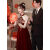 QCKZ敬酒服新娘回门服刺绣2023新款高级感酒红色订婚礼服连衣裙中式旗 酒红色中长款 S