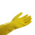 海斯迪克 乳胶手套 防水防滑耐磨塑胶劳保手套 黄色1双 M 