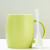 创意个性陶瓷马克杯带盖勺潮流早餐牛奶杯咖啡杯女水杯子定制 圆桶杯-青草绿-带瓷勺