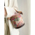 酷奇袋鼠（KUQIDAISHU）小熊涂鸦水桶包包女2023新款圆筒包小众设计手提包单肩斜挎包小包 玫粉色+老花送丝巾