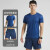 短袖夏季男半袖透气运动休闲健身上衣跑步T恤男 套装运动蓝色短袖蓝色四分裤 165/88A/S