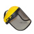 头戴式割草机防护面罩钢丝网面具防爆防冲击溅面屏园林打草帽工业 黄色 一套面罩