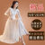 乔骏晟法式白色蕾丝雪纺连衣裙女2024夏季短袖气质显瘦长裙 白色 L 建议106-116斤*-