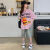 UOSU小女孩夏季套装女孩外穿夏装洋气短袖牛仔中裤两件套 杏色汉堡包 （上衣+裤子） 130 建议身高120-130cm左右
