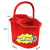 加厚塑料拖把桶带滑轮地拖桶老式拖布桶墩布挤水桶旋转拧水桶定制 红色738款一桶二篮