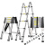 加厚铝合金多功能伸缩梯工程人字折叠梯升降楼梯便携梯子定制 德标/多功能2.5+2.5变直(30步距