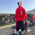 法洛婷中式棉袄男国潮男中国风加绒卫衣套装2024年元旦新款加厚一体保暖 红色加绒卫衣 120